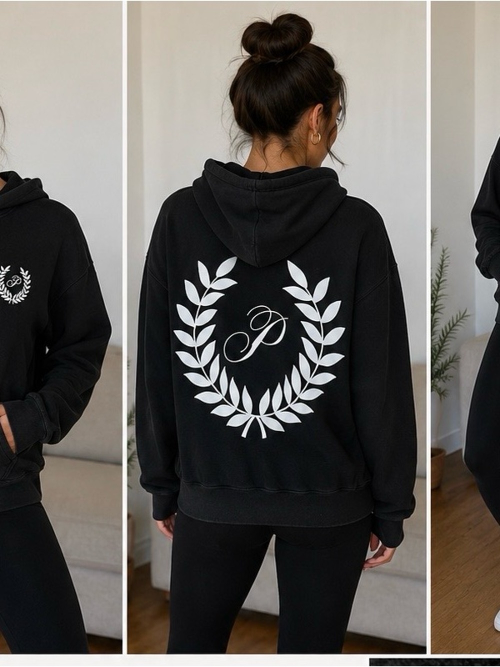 Victoria’s Secret PINK Black Zip-Up Hoodie Women’s Medium | Full Zip Logo Sweats